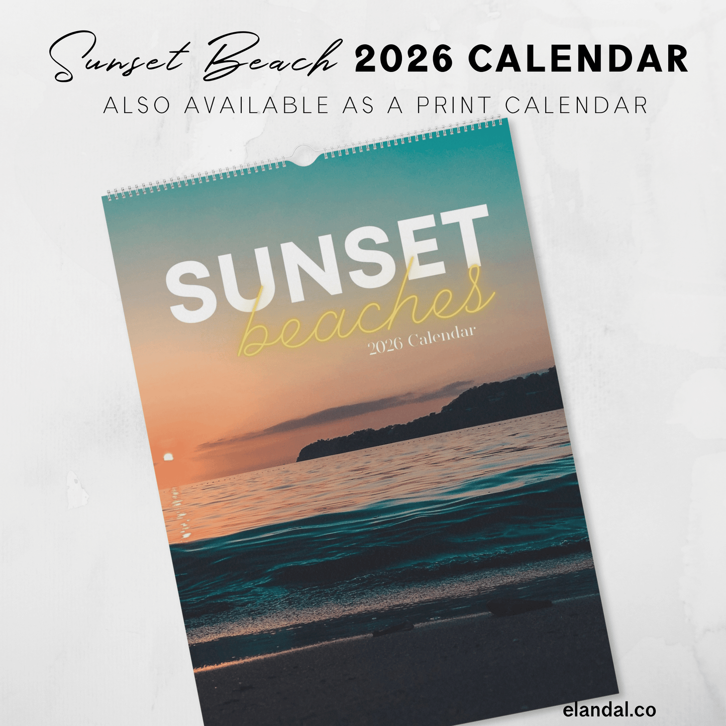 2026 Printable Sunset Beaches Calendar