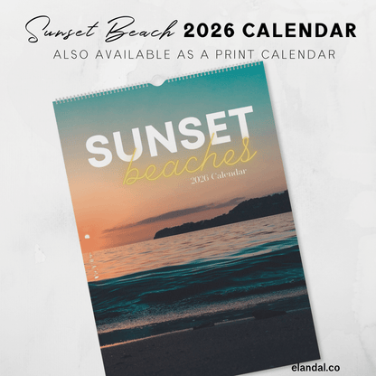2026 Printable Sunset Beaches Calendar