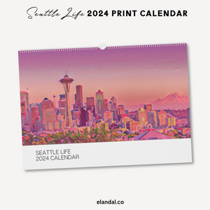 2024 Print Seattle Life Illustrated Wall Calendar