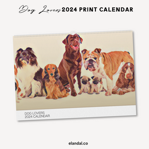 2024 Dog Lovers Illustrated Wall Calendar