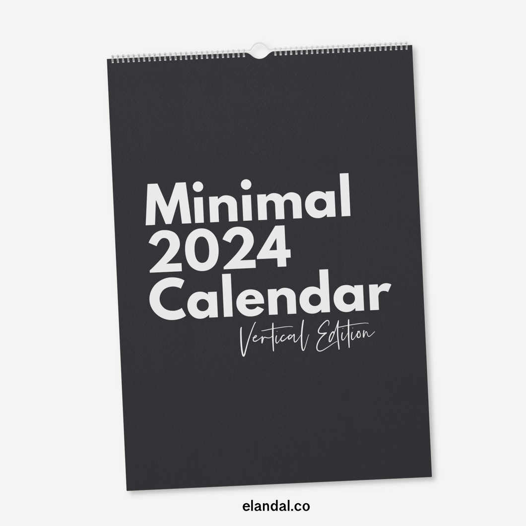 2024 Print Minimal Full Page Vertical Calendar