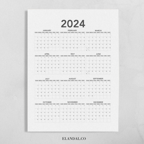 2024 Print Minimalist Poster Planning Calendar