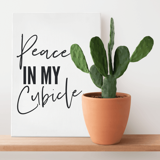 Paz en mi cubículo, vida laboral, obra de arte en lienzo