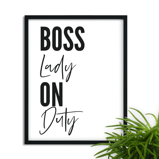 Póster enmarcado Boss Babe on Duty, elegante decoración de pared para oficina, disponible en 3 tamaños