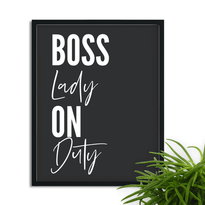 Póster enmarcado Boss Babe on Duty, elegante decoración de pared para oficina, disponible en 3 tamaños