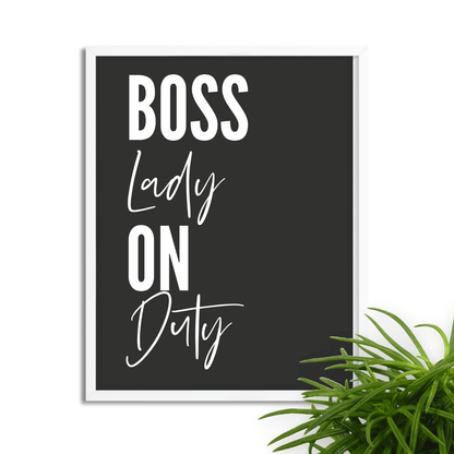 Póster enmarcado Boss Babe on Duty, elegante decoración de pared para oficina, disponible en 3 tamaños