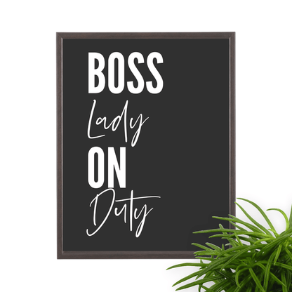 Póster enmarcado Boss Babe on Duty, elegante decoración de pared para oficina, disponible en 3 tamaños