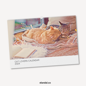 2024 Print Cat Lovers Illustrated Wall Calendar