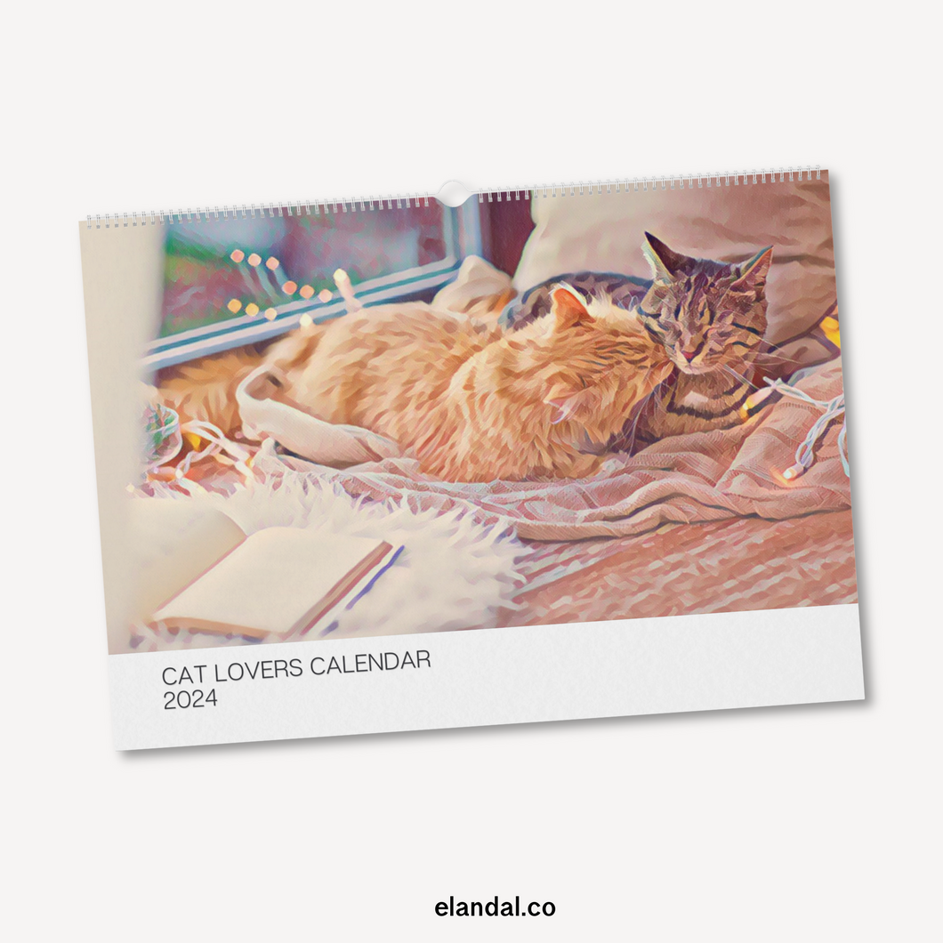 2024 Print Cat Lovers Illustrated Wall Calendar