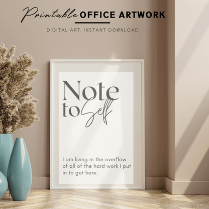 Printable Note to Self Art Set of 10: Inspirational Wall Decor for Your Workspace