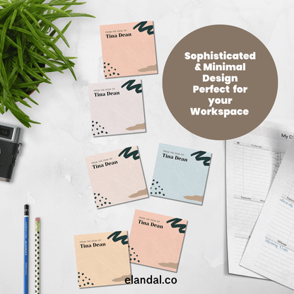 Personalized 'From the Desk Of . . .' Sticky Notes with Minimal Abstract Design