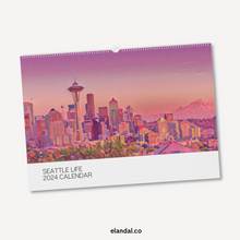 Load image into Gallery viewer, 2024 Print Seattle Life Illustrated Wall Calendar