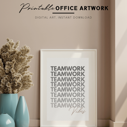 Póster imprimible de trabajo en equipo, decoración de cubículos/oficinas, arte de pared para la oficina, regalo para compañeros de trabajo/jefes, póster de descarga digital, imprimible inspirador