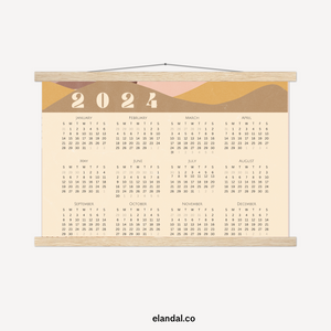 2024 Print Vintage Mountains Landscape Poster Calendar with Hangers
