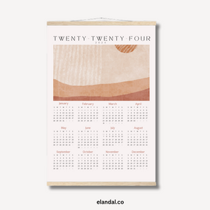 2024 Print Boho Desert Themed Poster Wall Calendar with Hangers