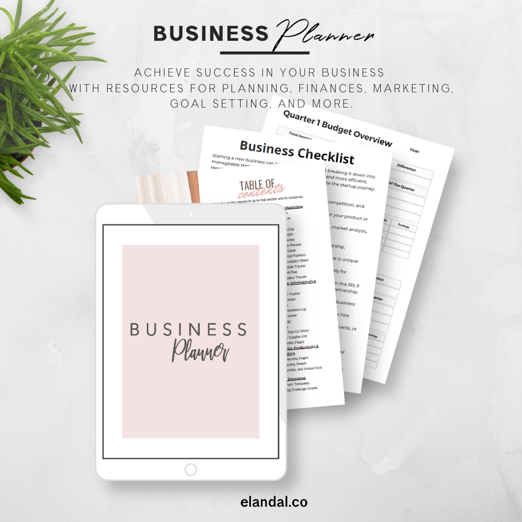 2025 Printable Business Planner: 140+ Pages of Resources (Financial, Marketing, Social Media, Goal Setting Tools)