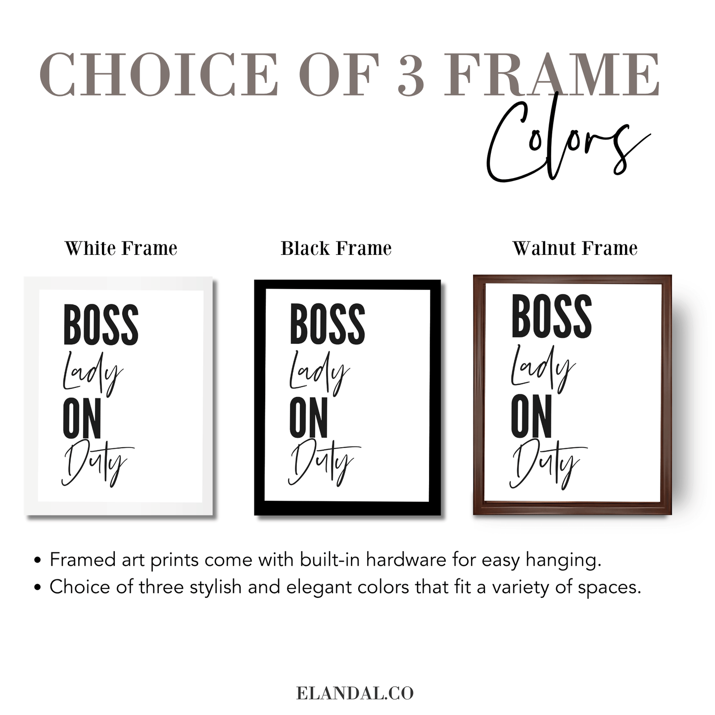Póster enmarcado Boss Babe on Duty, elegante decoración de pared para oficina, disponible en 3 tamaños