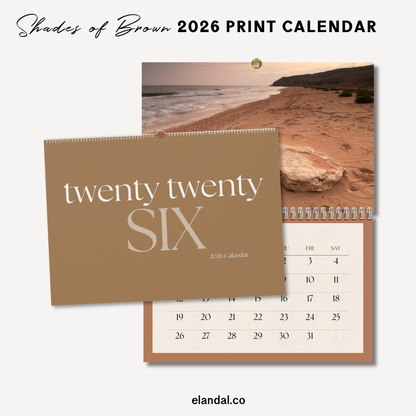 2026 Print Brown Minimalist Photo Wall Calendar
