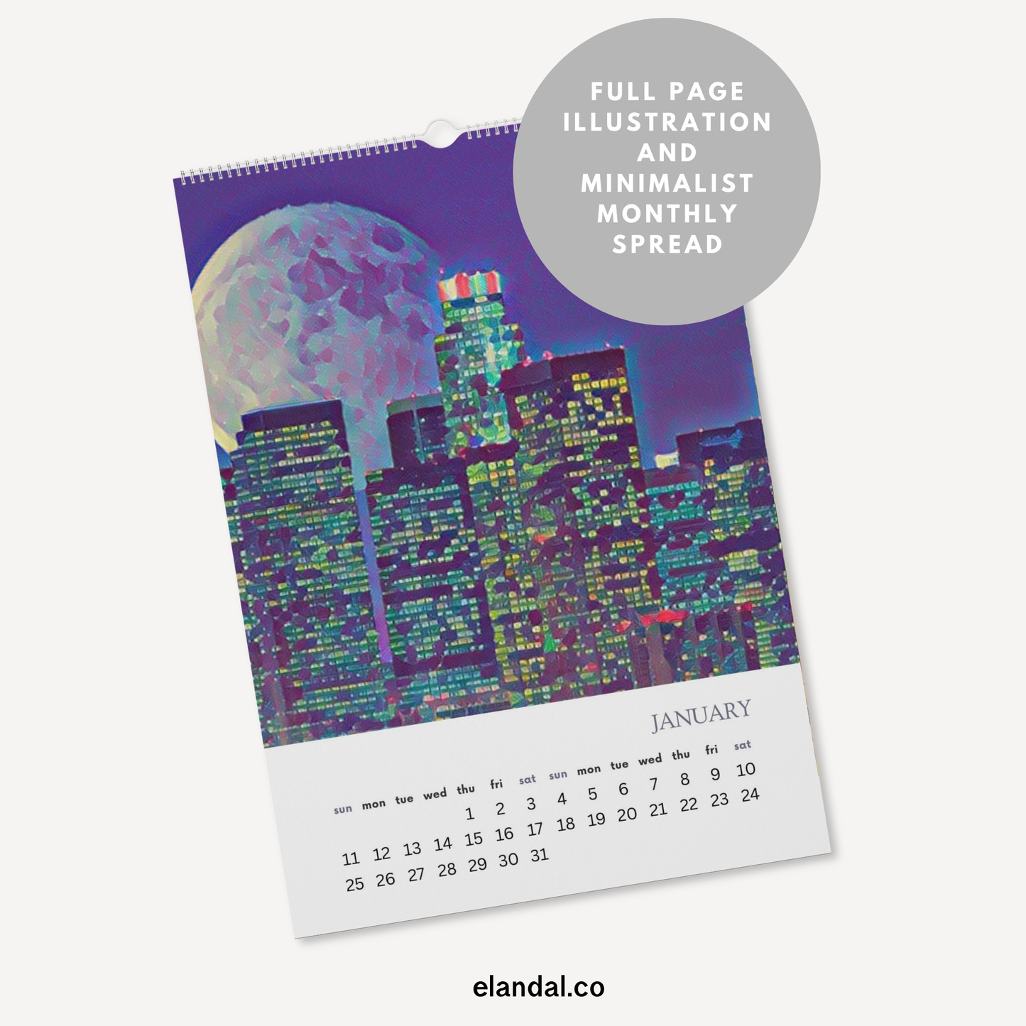 2026 Print Los Angeles Illustrated Wall Calendar