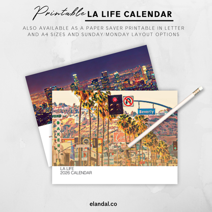 2026 Print Los Angeles Illustrated Wall Calendar