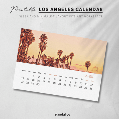 Calendario ilustrado de Los Ángeles para imprimir en 2025