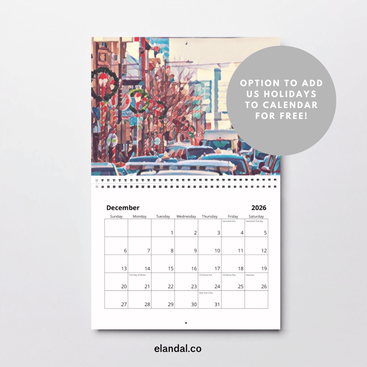2026 Print Philadelphia Illustrated Wall Calendar