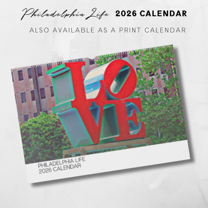 Calendario ilustrado de Filadelfia para imprimir en 2025