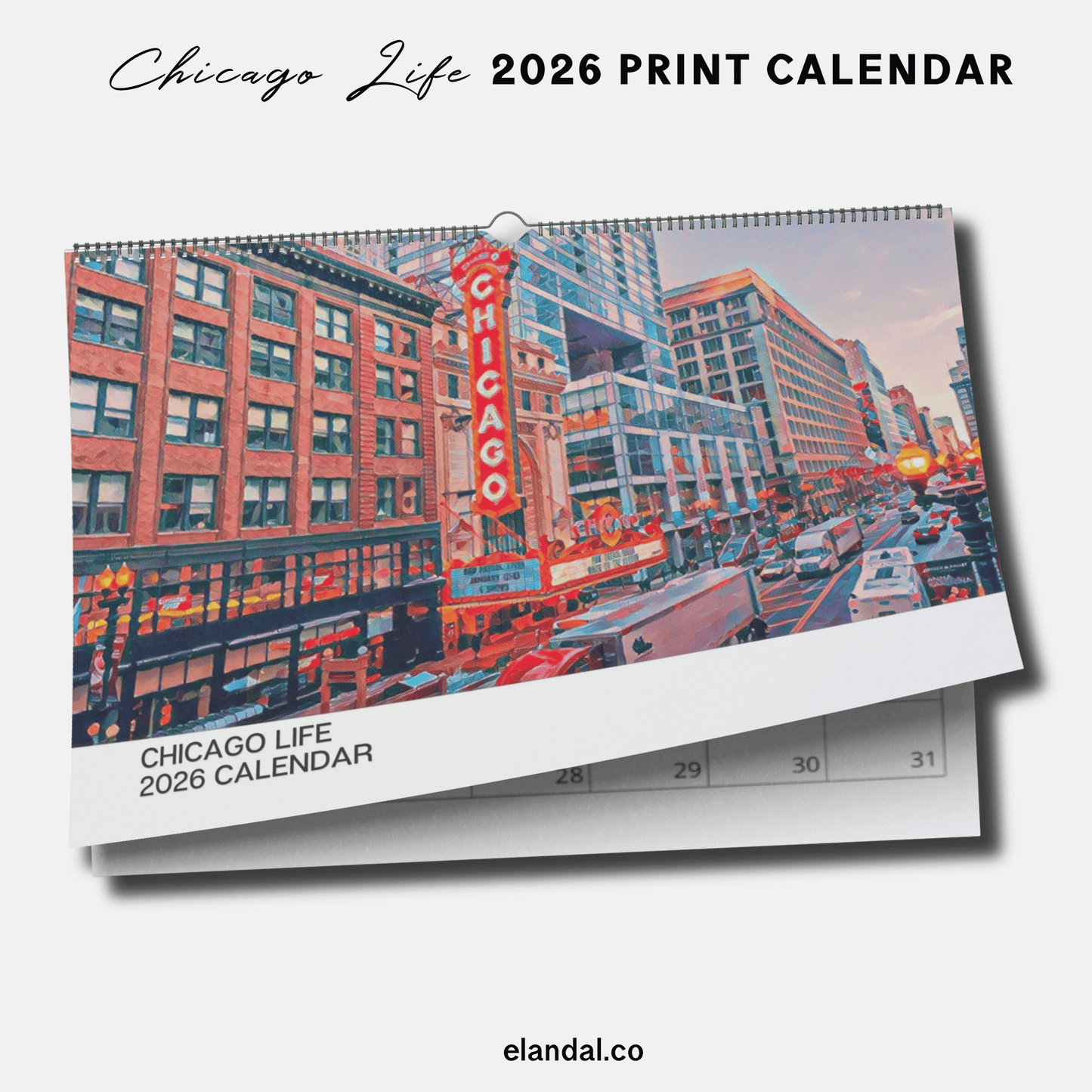 2026 Print Chicago Life Illustrated Wall Calendar