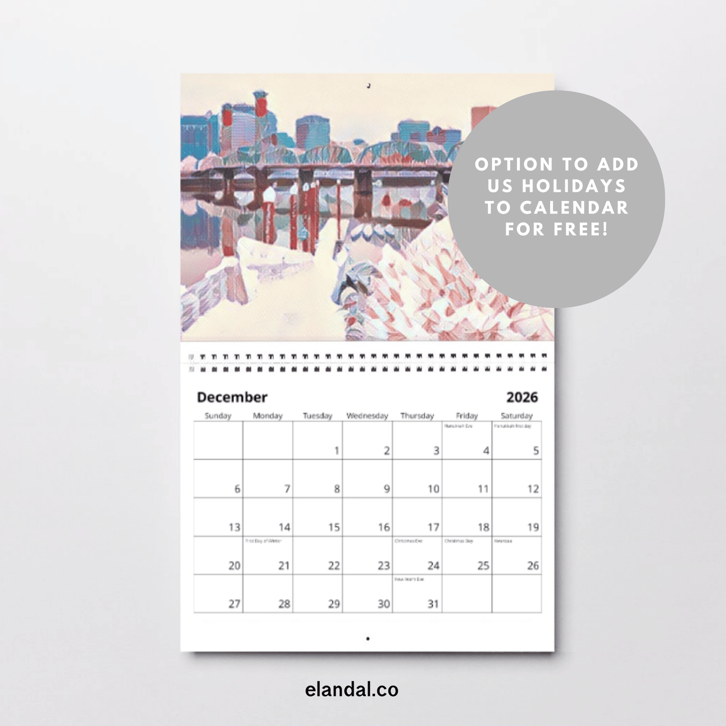 2026 Print Portland Illustrated Wall Calendar