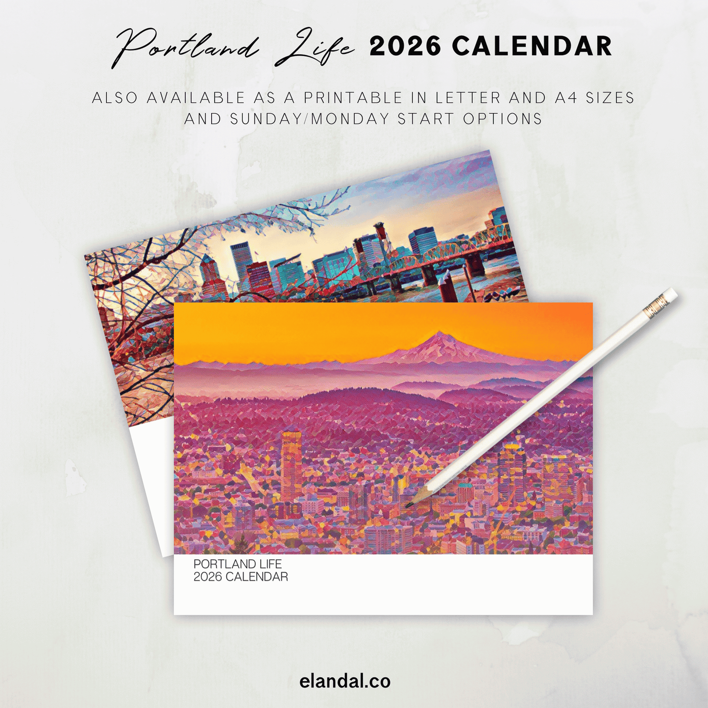 2026 Print Portland Illustrated Wall Calendar