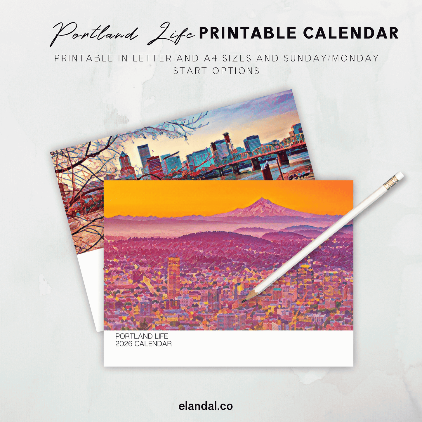 2026 Printable Portland Illustrated Calendar