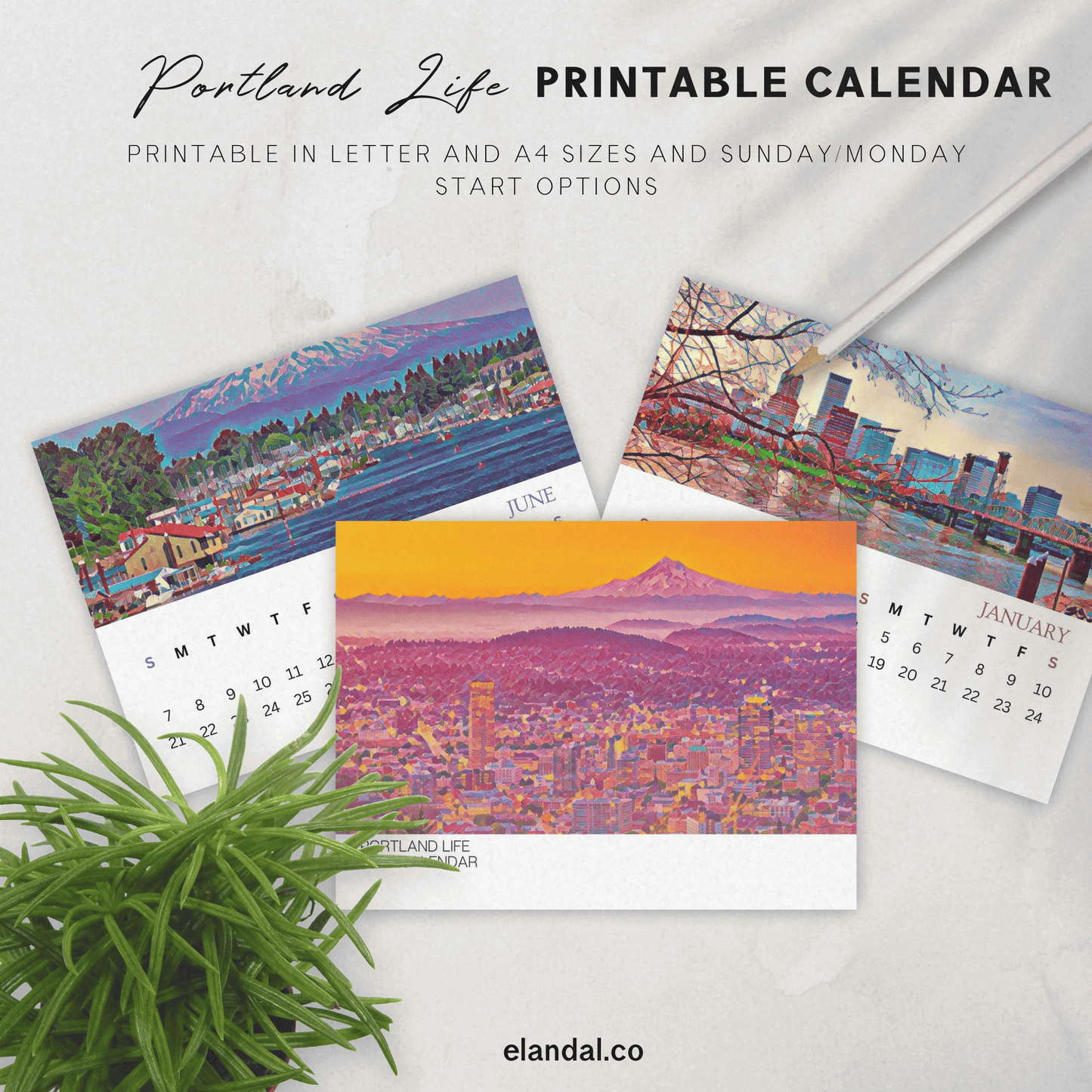 2026 Printable Portland Illustrated Calendar