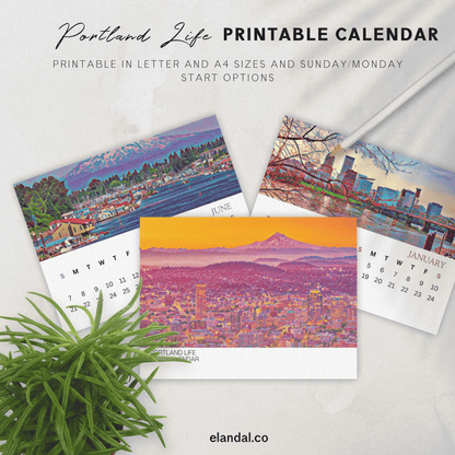 2026 Printable Portland Illustrated Calendar