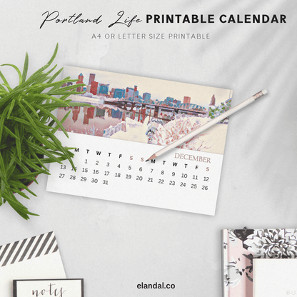 2026 Printable Portland Illustrated Calendar