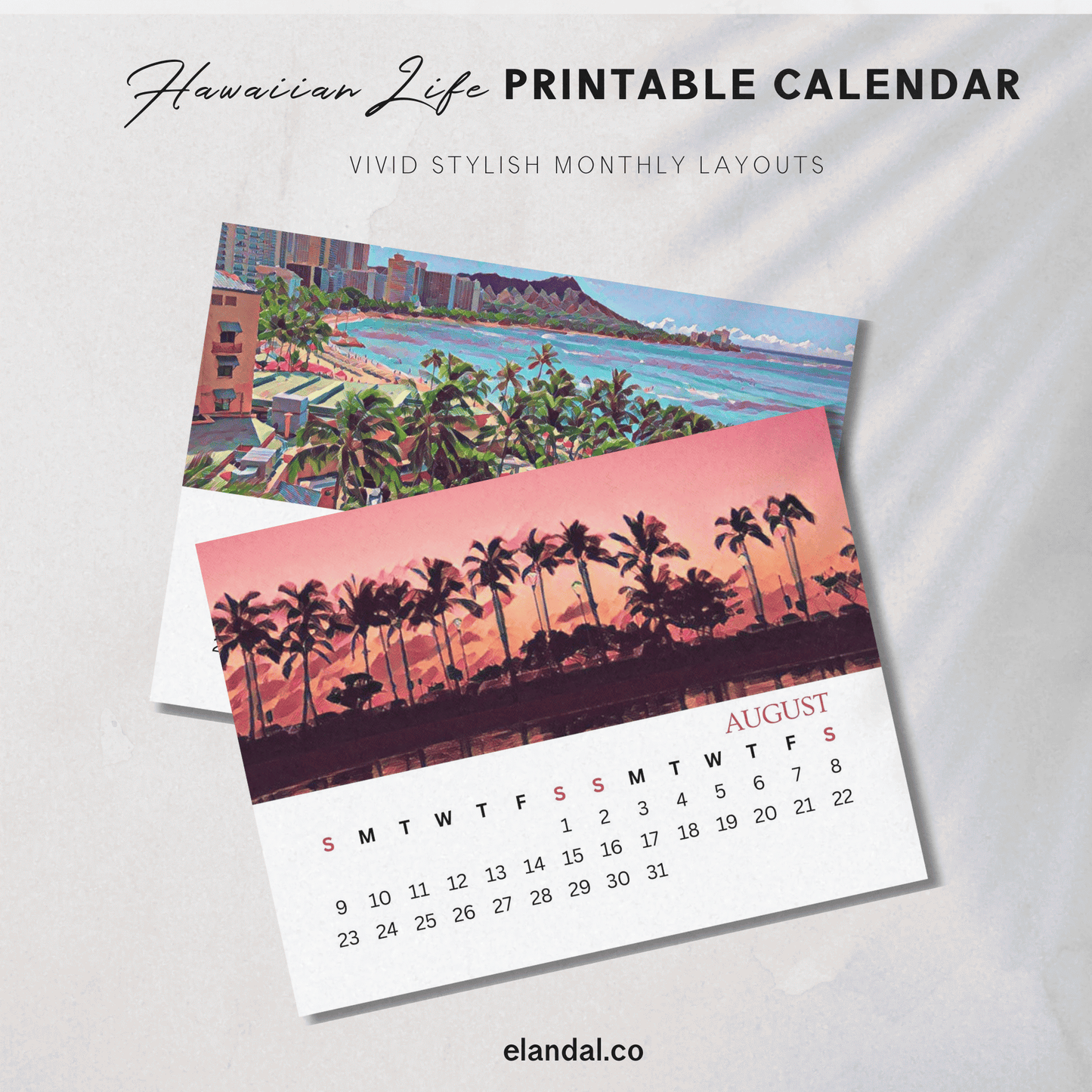 2026 Printable Hawaii Life Illustrated Calendar