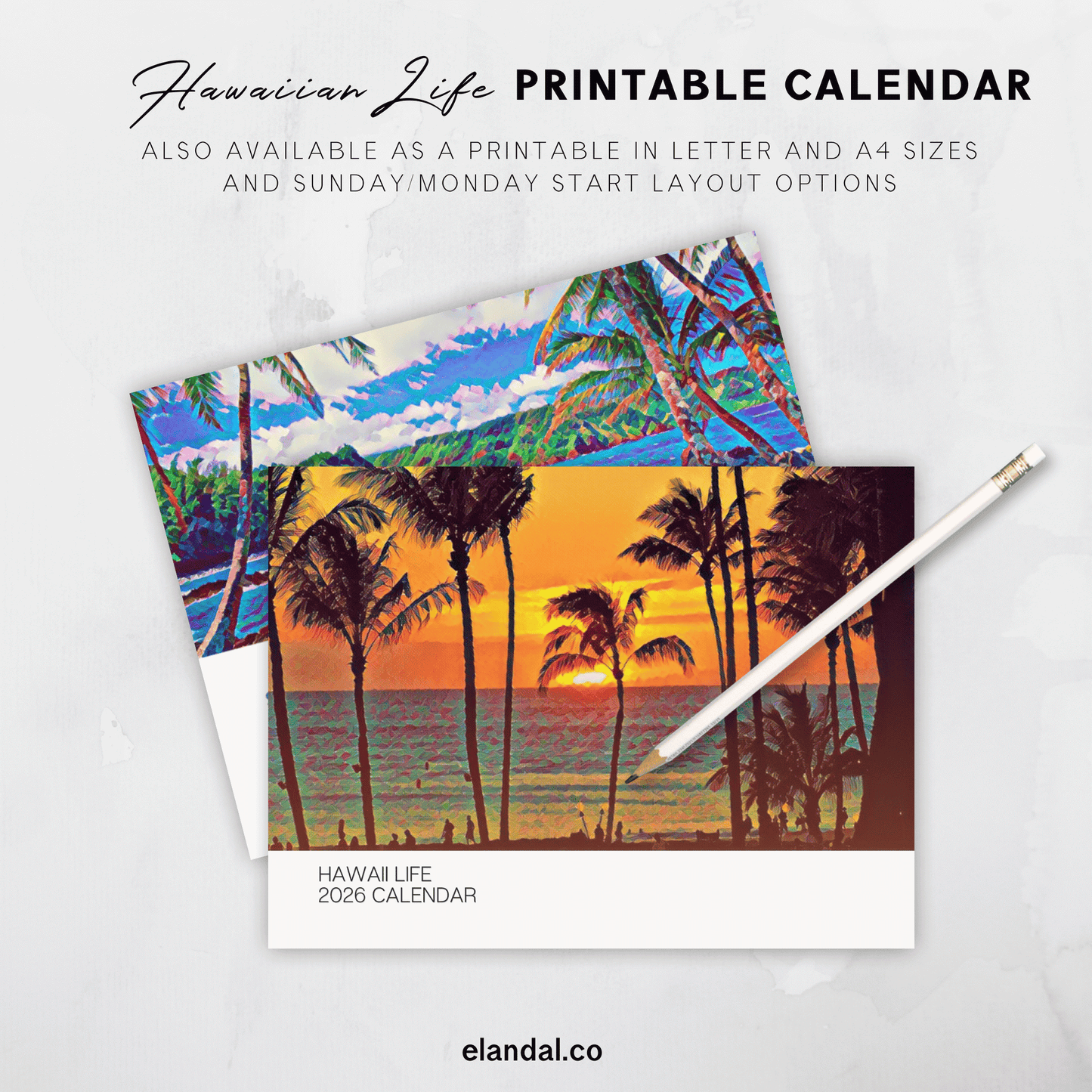 2026 Print Hawaii Life Illustrated Wall Calendar