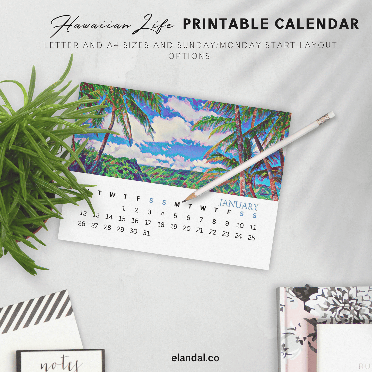 2026 Printable Hawaii Life Illustrated Calendar