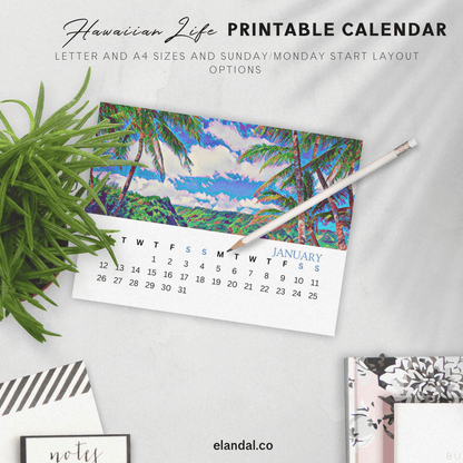 2026 Printable Hawaii Life Illustrated Calendar