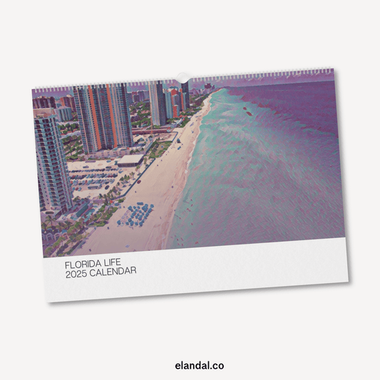 Calendario de pared ilustrado de Florida para imprimir en 2025