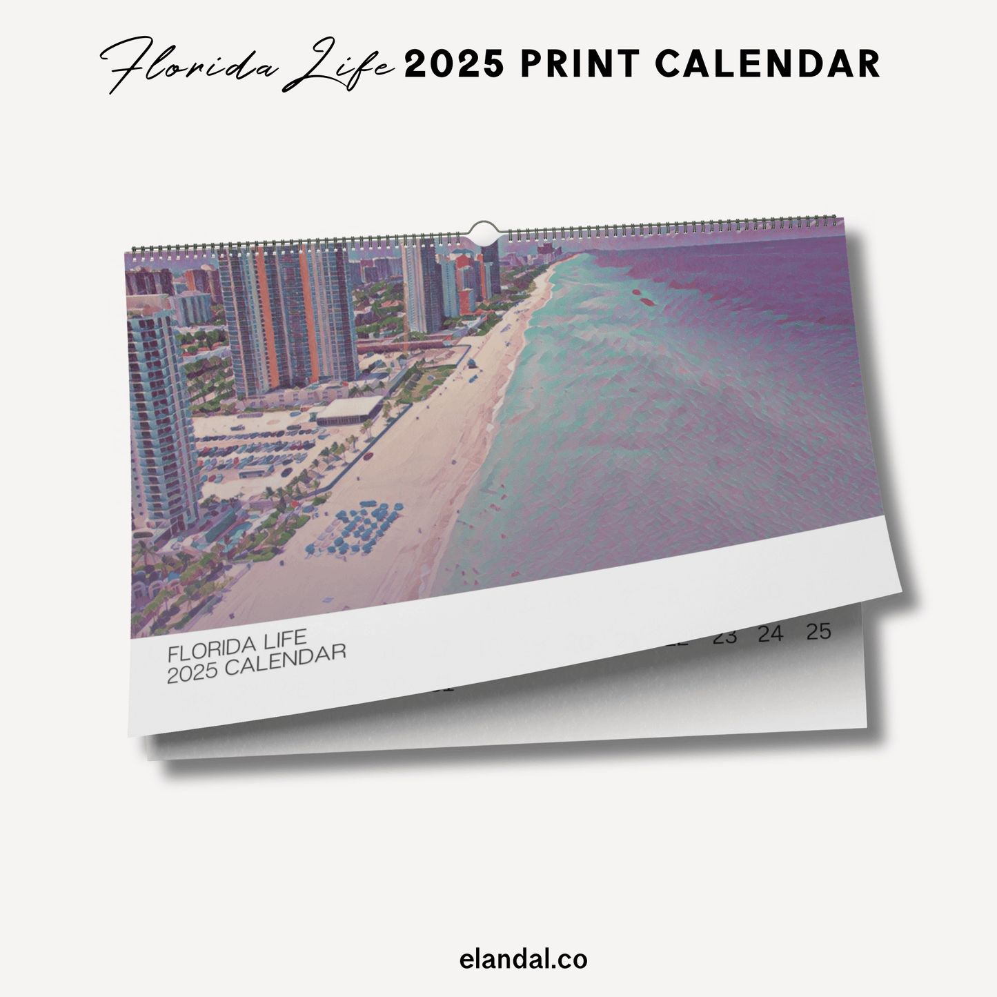 Calendario de pared ilustrado de Florida para imprimir en 2025