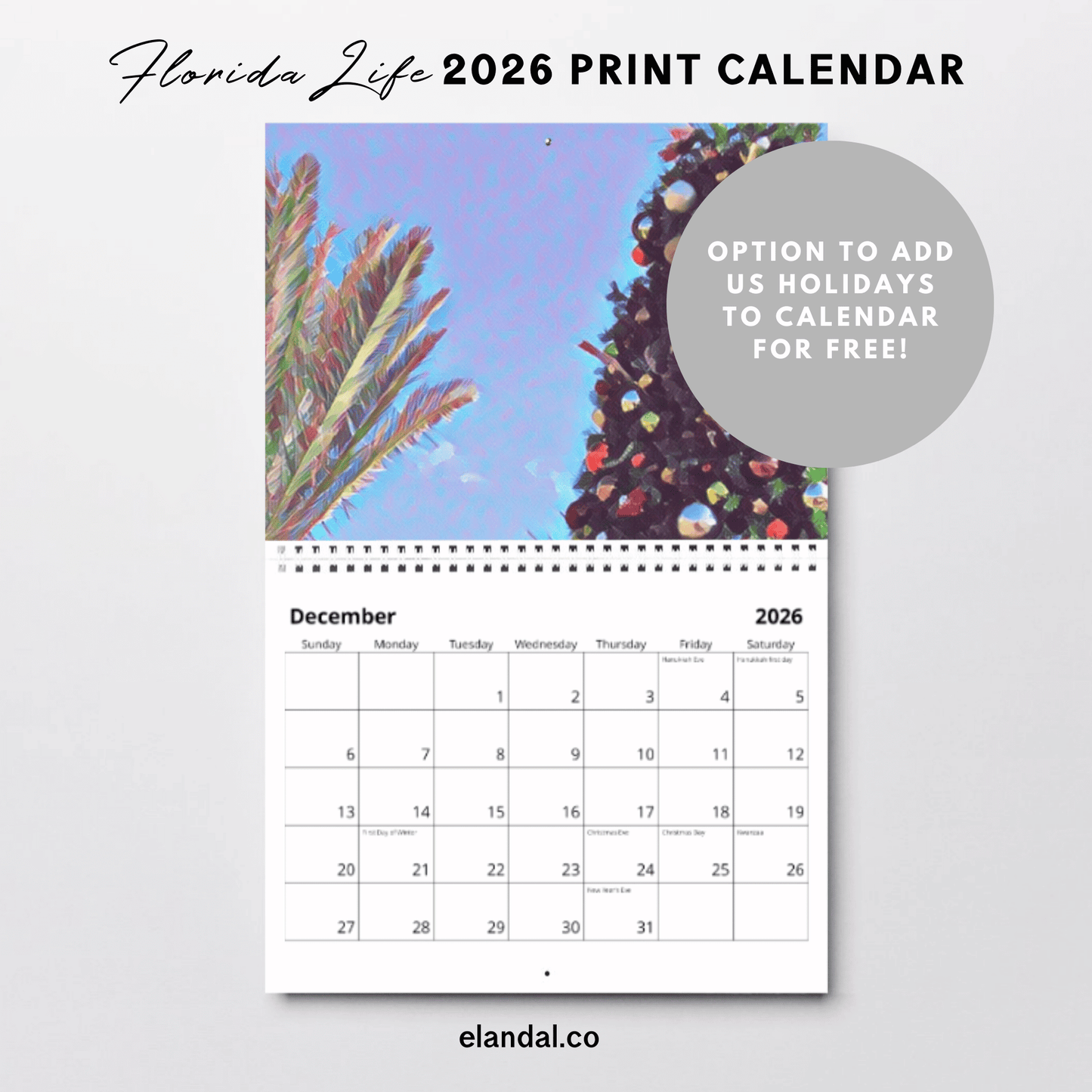 2026 Print Florida Illustrated Wall Calendar