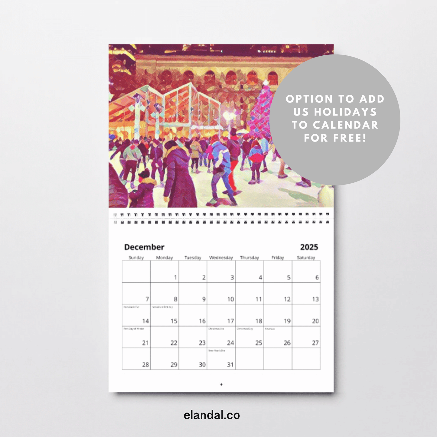 Calendario de pared ilustrado de New York Life para imprimir en 2025