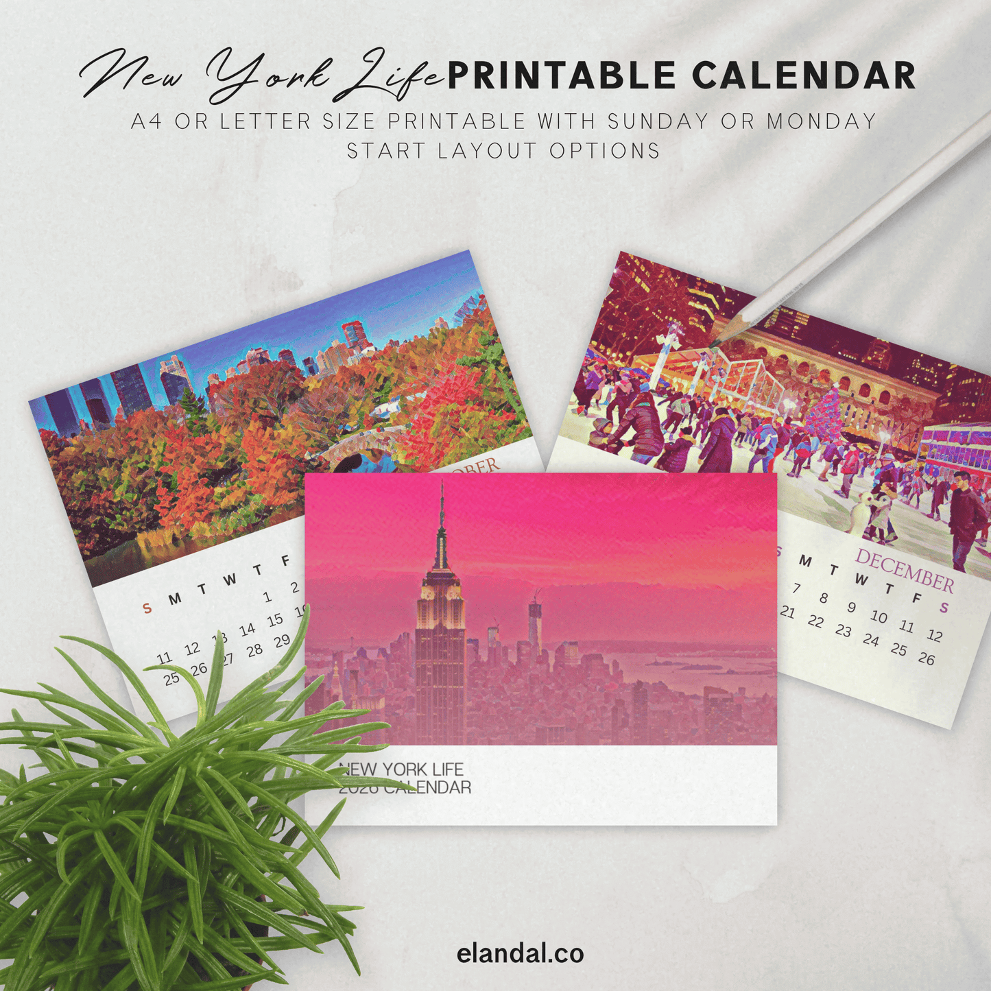 2026 Printable New York Illustrated Calendar