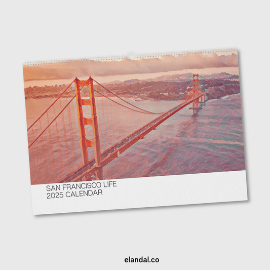 Calendario de pared ilustrado de San Francisco para imprimir en 2025