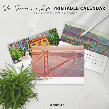 Calendario ilustrado de San Francisco para imprimir en 2025