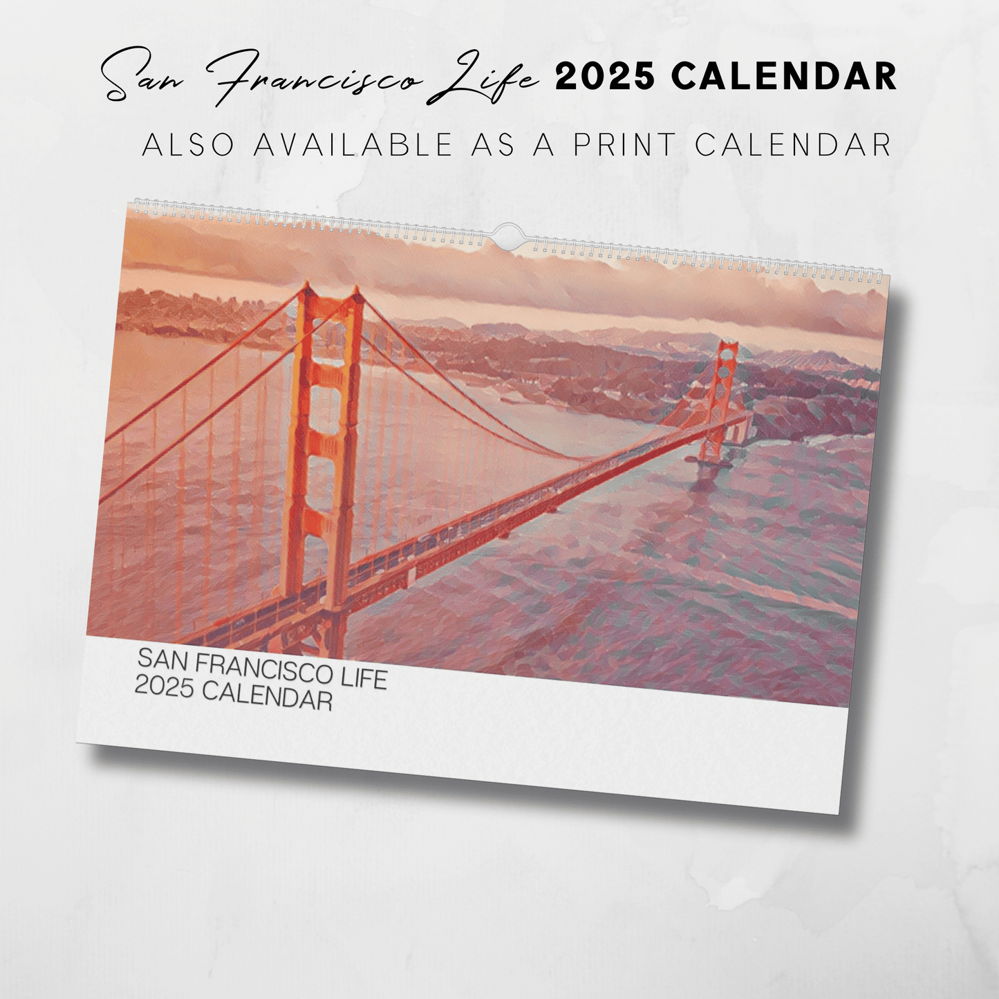 Calendario ilustrado de San Francisco para imprimir en 2025
