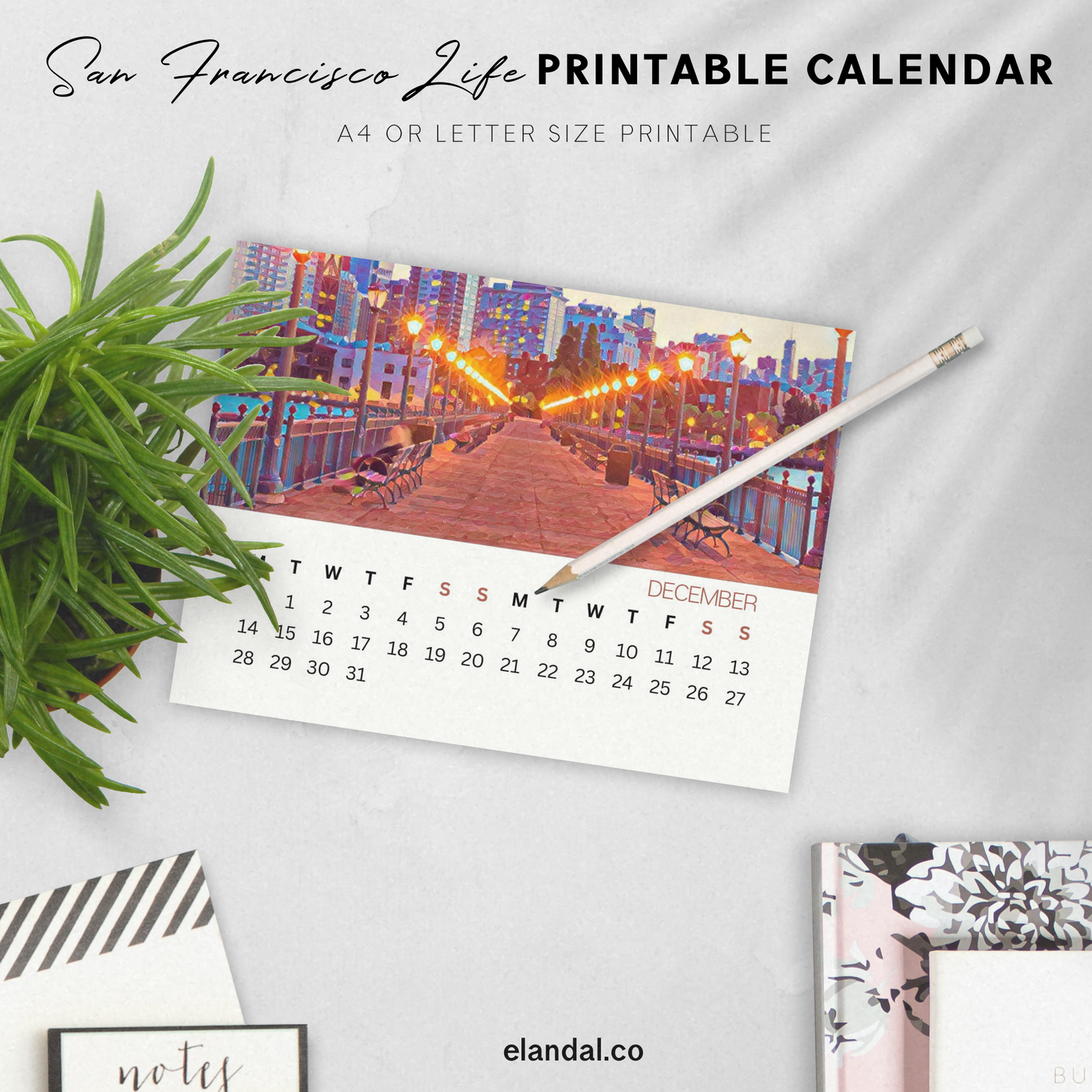 2026 Printable San Francisco Illustrated Calendar