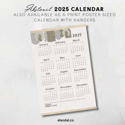 Calendario minimalista abstracto para imprimir en 2025