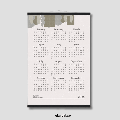 2026 Print Abstract Art Minimalist Poster Calendar with Hangers