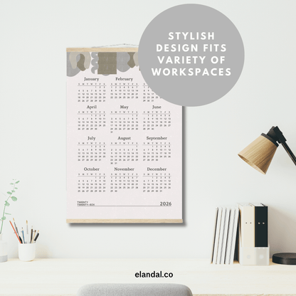 2026 Print Abstract Art Minimalist Poster Calendar with Hangers